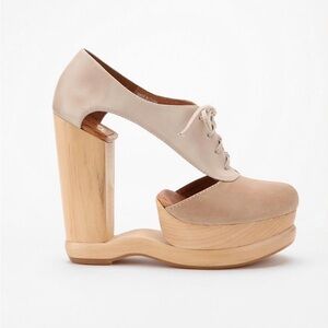 [JEFFREY CAMPBELL] Benched Cutout Platform in Light Pink/Nude Leather